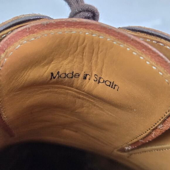 Magnanni Manolo Cognac Brown Medallion Toe Burnished Brogue Oxford Mens 12 M - Picture 14 of 15